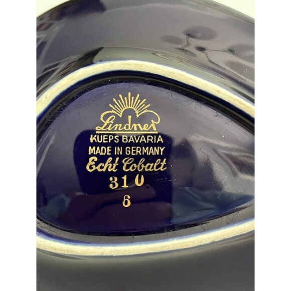 Porcelain Trinket Dish Lindner Bavaria Germany Echt Cobalt Blue/Gold - Picture 8 of 10